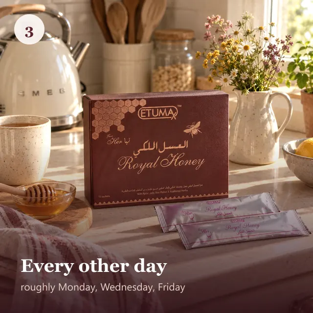 The box and sachets on a kitchen counter beside a kettle